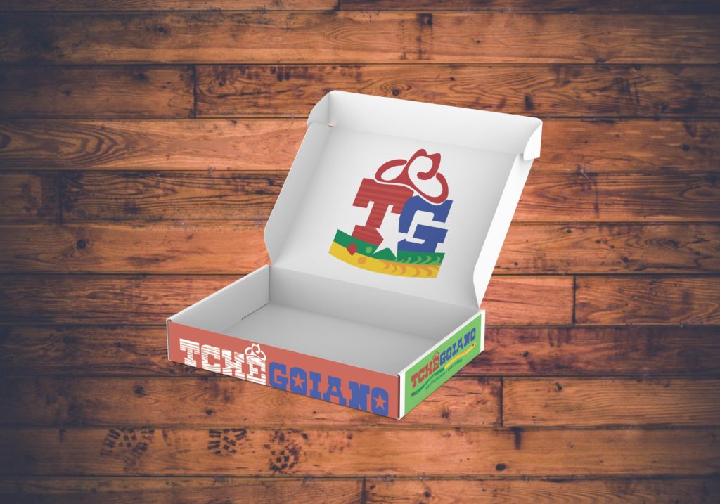 restaurante bar lancheria tchê goiano logo valor designer submarca marca d'água emblema sublogo principal